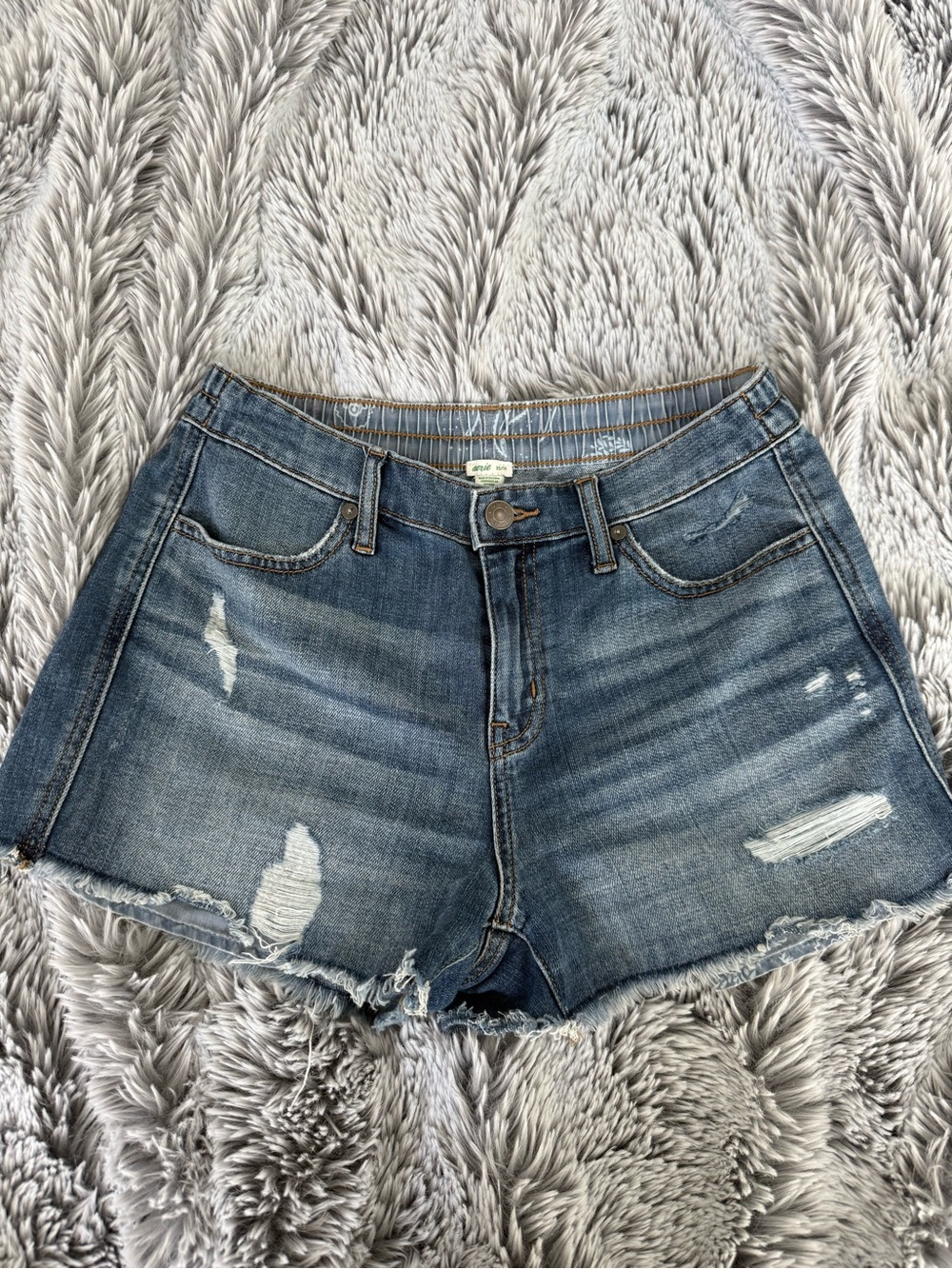 aerie Distressed Light Blue Denim Jean Shorts